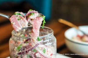 Ceviche of tuna, chilli, lime, coriander and apple wood smoke at Iberico and Co.