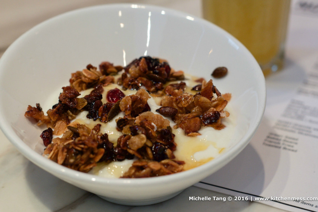 Granola with yoghurt and a light drizzle of honey