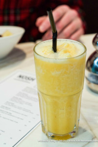 Blended smoothie – pineapple, orange, and passionfruit